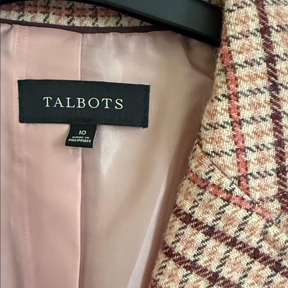 Talbots Plaid Blazer - Pink and Brown - Picture 2 of 3